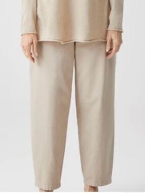 Eileen Fisher L Cream Organic Cotton Hemp Lantern Pant Neutral Minimalist Eco